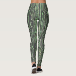 Leggings Pulgada Verde y Gris, Nip, Tuck, Rayas Piernas