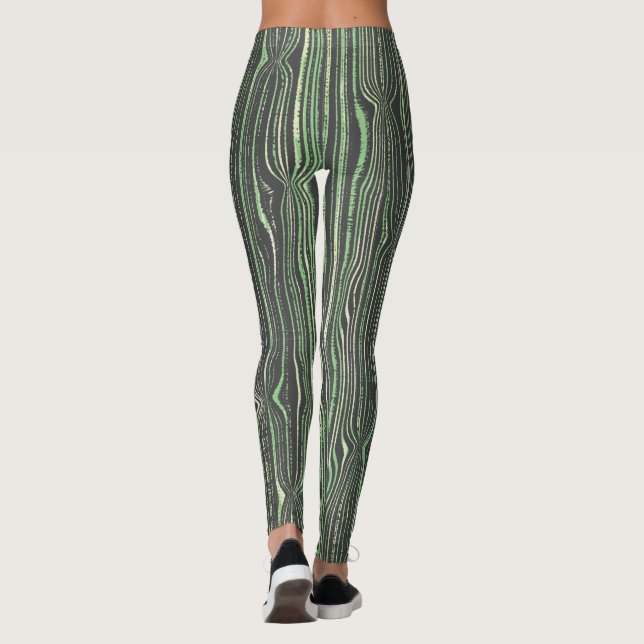 Leggings Pulgada Verde y Gris, Nip, Tuck, Rayas Piernas (Reverso)