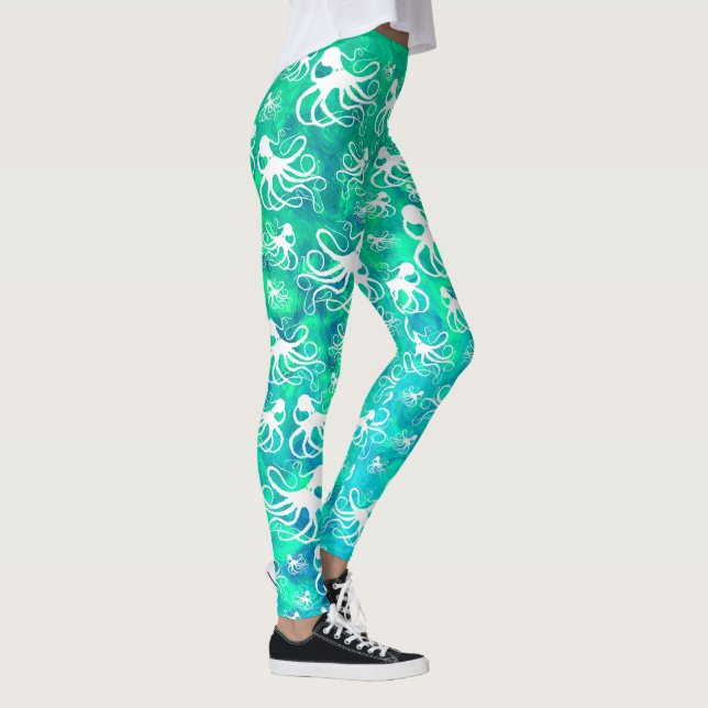 Leggings Pulpo blanco en Seafoam - polainas (Derecha)
