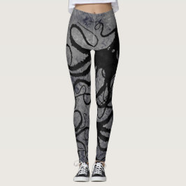 Leggings Pulpo negro en gris - polainas