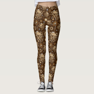 Leggings Pulpo Steampunk Retro Fantasía Mecánica