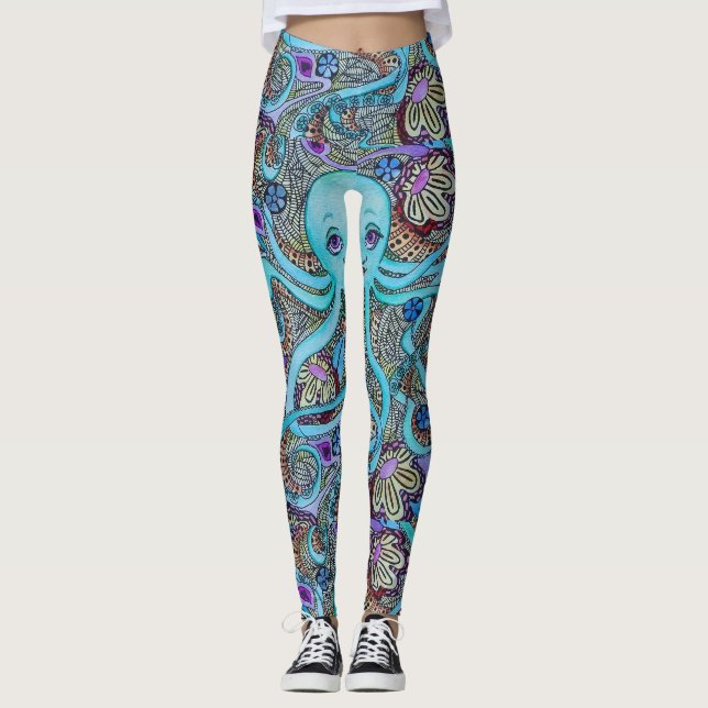 Leggings Pulpo submarino tropical (Anverso)
