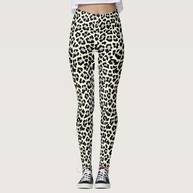 Leggings punk de impresión de leopardo de la nieve inspirad (Anverso)