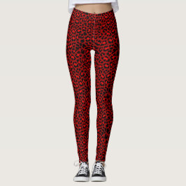 Leggings Punk de impresión de leopardo Psychobilly Red Rock