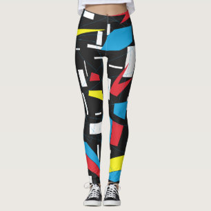 Leggings punk retro del modelo multicolor geométrico de 80