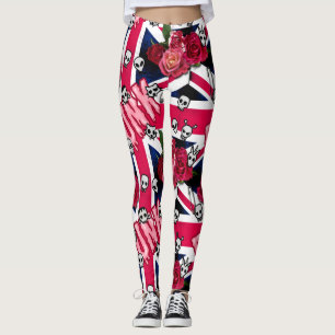 Leggings Punk rosa se desmorona con Emojis y Rosas
