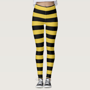 Leggings puntas de patrón de franjas de abeja negra amarill