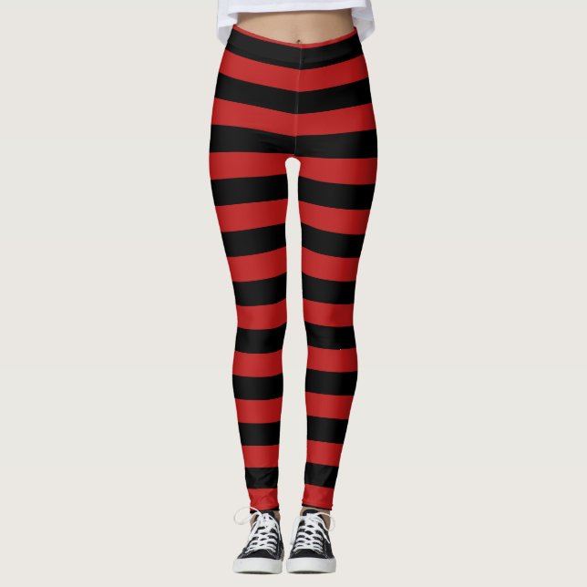Leggings puntas de rayas negras rojas (Anverso)