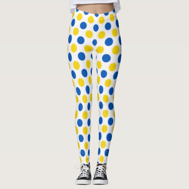 Leggings Punto de Polka amarillo y azul juguetón (Anverso)