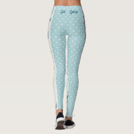Leggings Punto de Polka azul claro y patrón floral