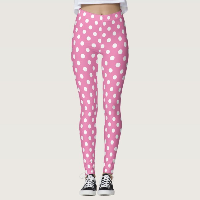 Leggings Punto de Polka Blanco Pastel Rosa (Anverso)