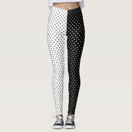Leggings Punto de polka blanco y negro