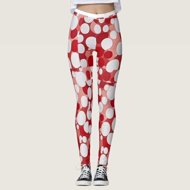 Leggings Punto de Polka Blanco y Rojo (Anverso)