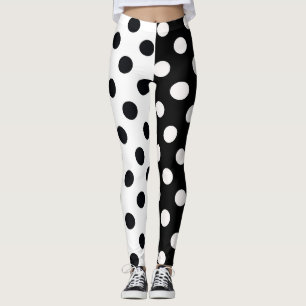 Leggings Punto de Polka Inverso de la mitad de color blanco