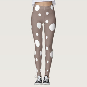 Leggings Punto de polka marrón y blanco