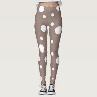 Leggings Punto de polka marrón y blanco