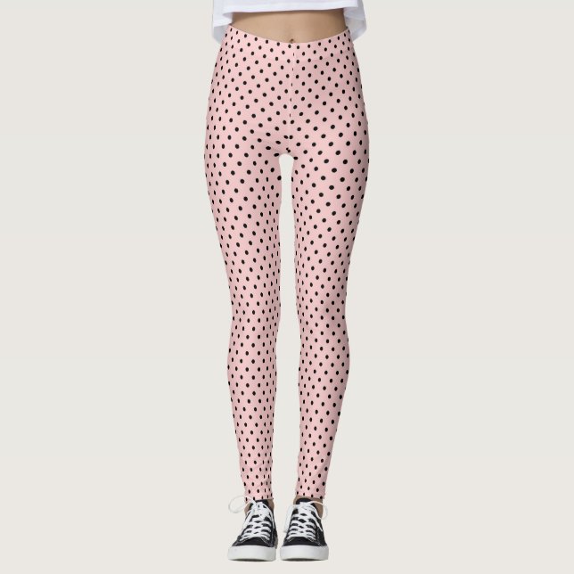 Leggings Punto de polka negra rosa (Anverso)