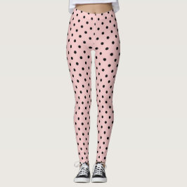 Leggings Punto de polka negra rosa