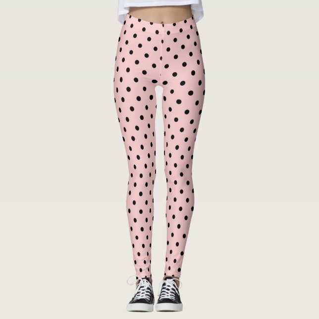 Leggings Punto de polka negra rosa (Anverso)