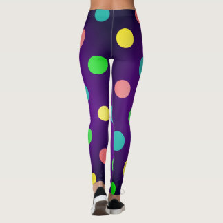 Leggings Punto de polka retro púrpura y multicolor brillant