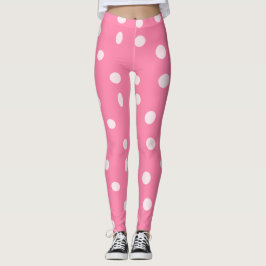 Leggings Punto de polka rosa pálido sobre rosa