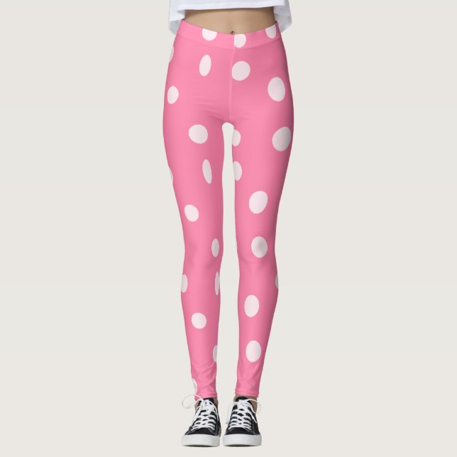 Leggings Punto de polka rosa pálido sobre rosa (Anverso)