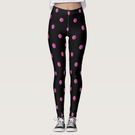 Leggings Punto de polka rosa y negro