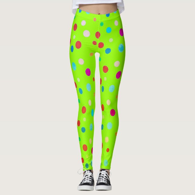 Leggings Punto de Polka Verde Neon (Anverso)