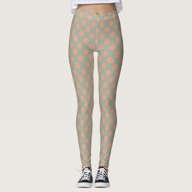 Leggings Punto de Polka Verde Rosa Elegante (Anverso)