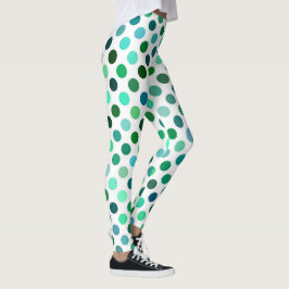 Leggings Punto de polka verde y azul