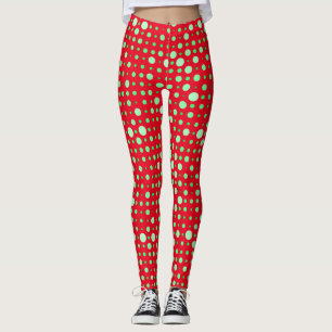 Leggings Punto Polka 02.Verde. Red BG