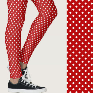 Leggings Punto rojo y blanco, diseño moderno