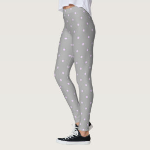 Leggings Punto Rosa Fondo Gris Elegante Lunares Punteado