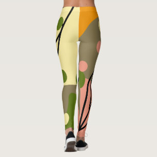 Leggings Puntos abstractos interesantes con hojas