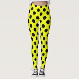 Leggings Puntos amarillos de polka negra