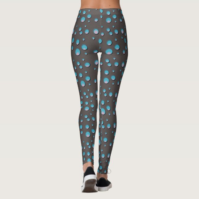 Leggings Puntos azules en las polainas grises (Reverso)