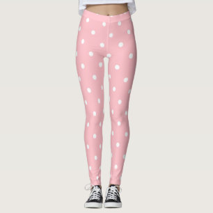 Leggings Puntos blancos rosados modernos de los círculos d