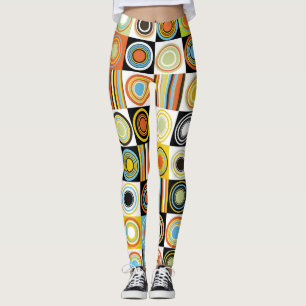 Leggings Puntos coloridos, círculos, rayas de fondo.