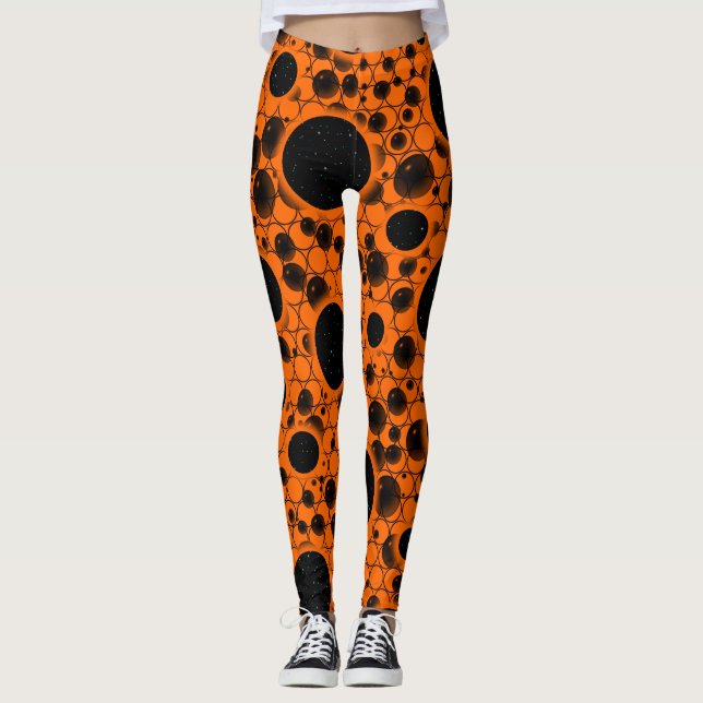 Leggings Puntos de burbuja espacial - Naranja (Anverso)