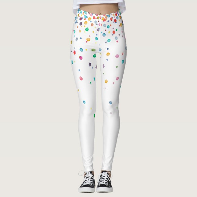 Leggings Puntos de confetti de color de arcoiris (Anverso)