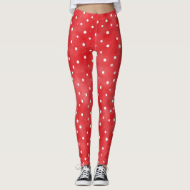 Leggings Puntos de Crema Rojos