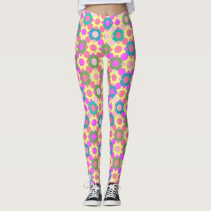 Leggings Puntos de lunares superpuestos en rosa y verde L a