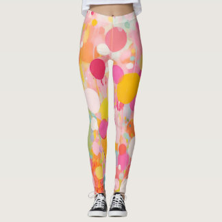 Leggings puntos de pintura de acrilo coloridos sobre un sue