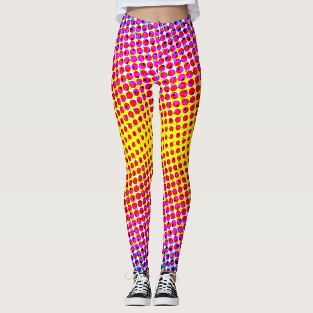 Leggings Puntos de pixelato de gradiente amarillo rosado co (Anverso)