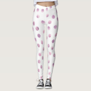Leggings Puntos de polka acuarela, fondo geométrico rosado.