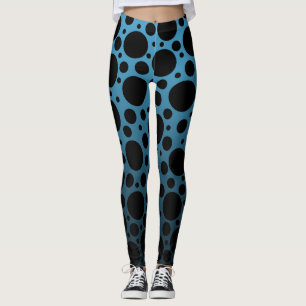 Leggings Puntos de Polka aleatorios - Gradiente azul a negr