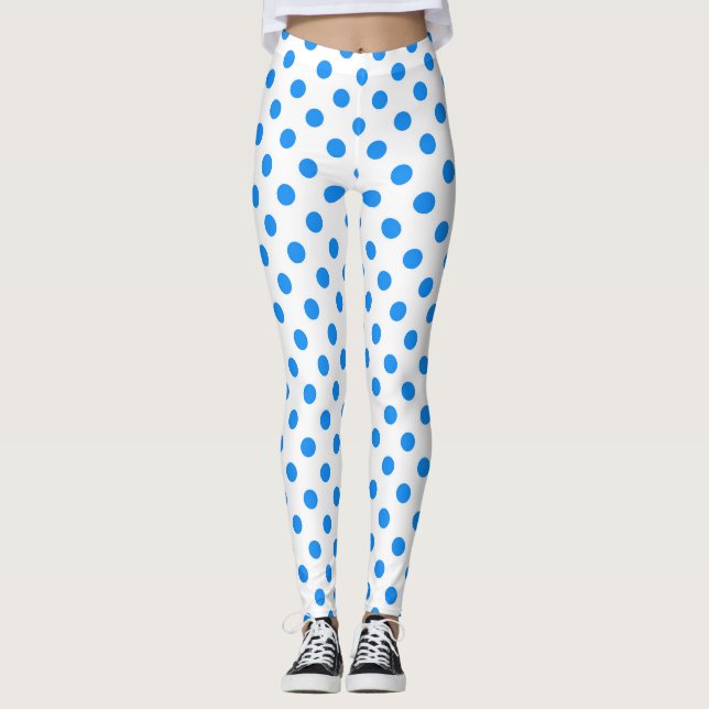 Leggings Puntos de Polka azul de fondo blanco (Anverso)