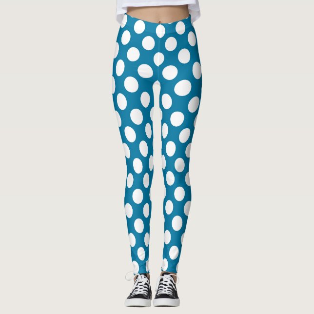 Leggings Puntos de polka azules y blancos (Anverso)
