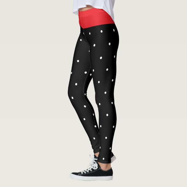 Leggings Puntos de Polka Blanco Rojo Festividad (Izquierda)