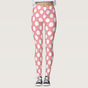 Leggings Puntos de polka blanco sobre fondo rosado